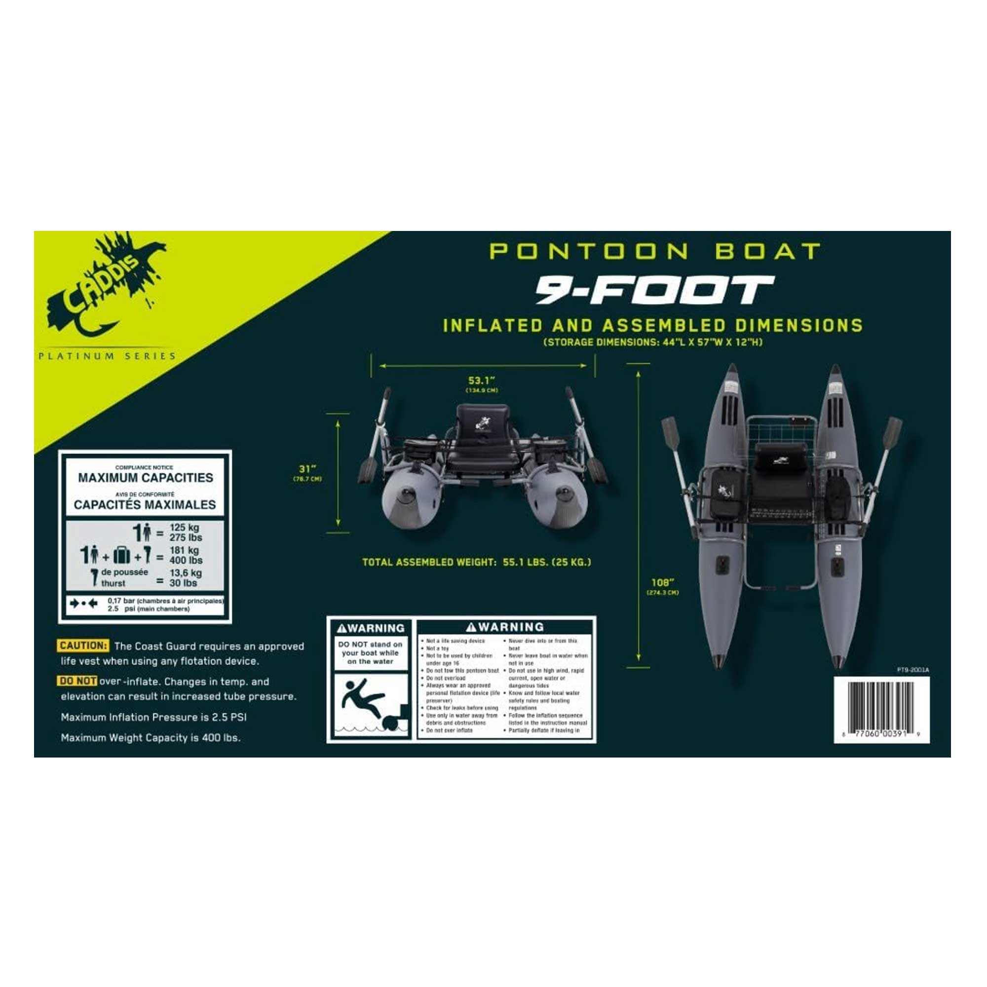 Pontoon Boat 9 Foot (Aluminum) Bundle