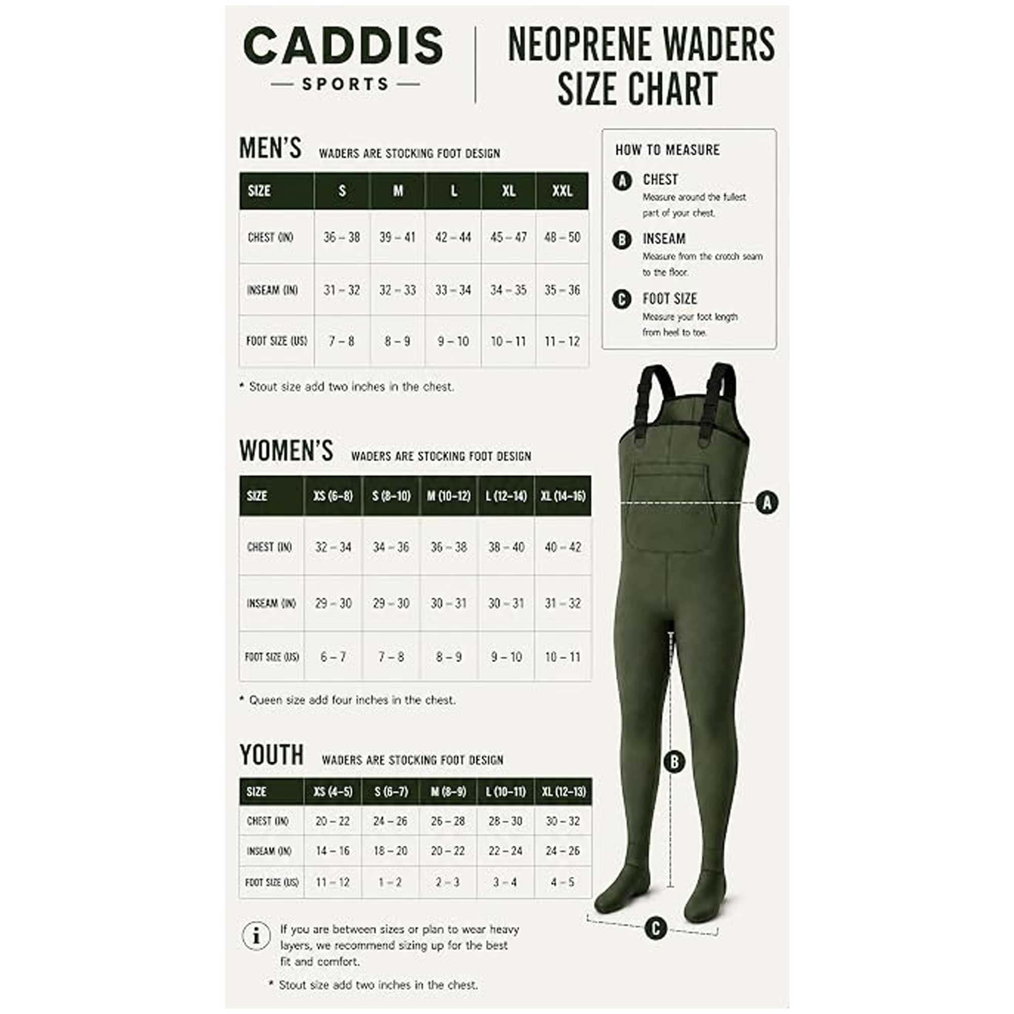 CADDIS Women's Neoprene Stockingfoot Waders - Forest Green